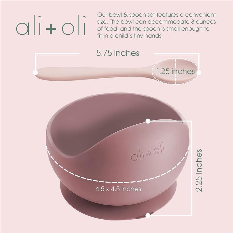 Ali + Oli - Silicone Suction Bowl & Spoon Set, Blush Image 4