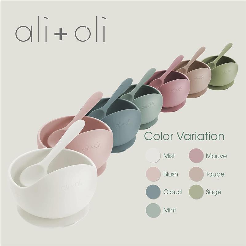 Ali + Oli - Silicone Suction Bowl & Spoon Set Wavy, Dusty Rose Image 2