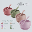 Ali + Oli - Silicone Suction Bowl & Spoon Set Wavy, Dusty Rose Image 3