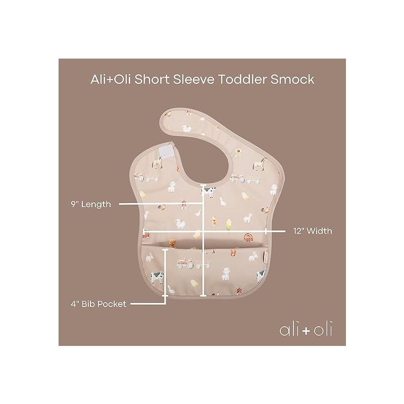 Ali + Oli - Smock Bib For Baby & Toddler Short Sleeve, Farm Image 4