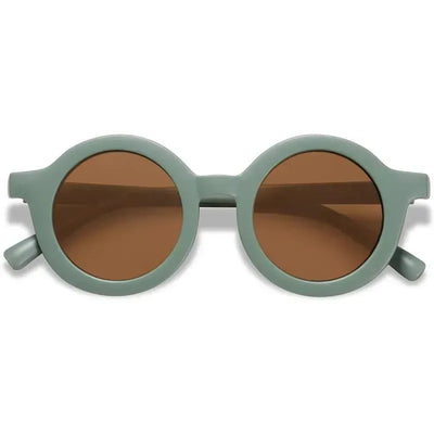 Cute round mint sunglasses with polarized brown lenses, offering UV400 protection.