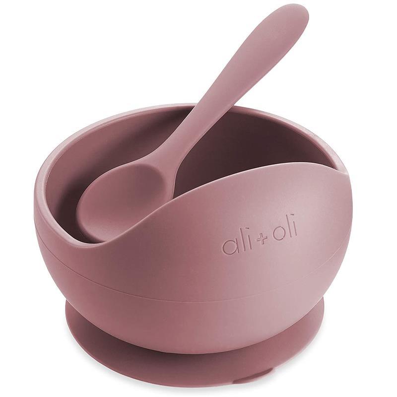Ali + Oli Suction Bowl & Spoon (Mauve) Image 1