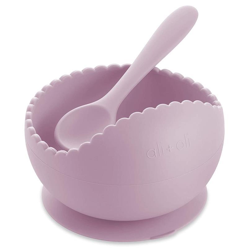 Ali + Oli Suction Bowl & Spoon (Lilac) Wavy Edge Image 1