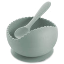 Ali + Oli Suction Bowl & Spoon (Mint) Wavy Edge Image 1