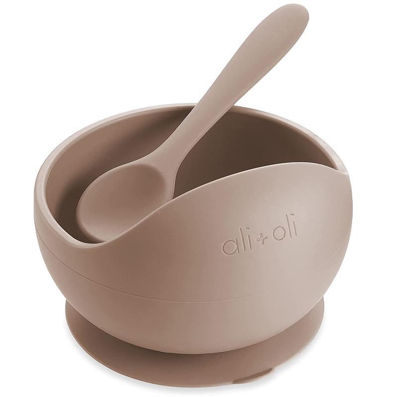 Ali + Oli Suction Bowl & Spoon (Taupe) Image 1