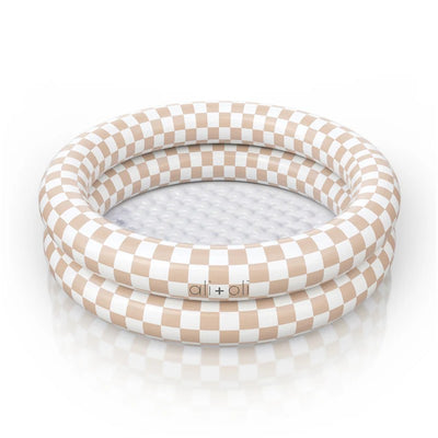 Ali + Oli - Two Rings Small Kids Inflatable Pool 35 In - Tan Checkers Image 1