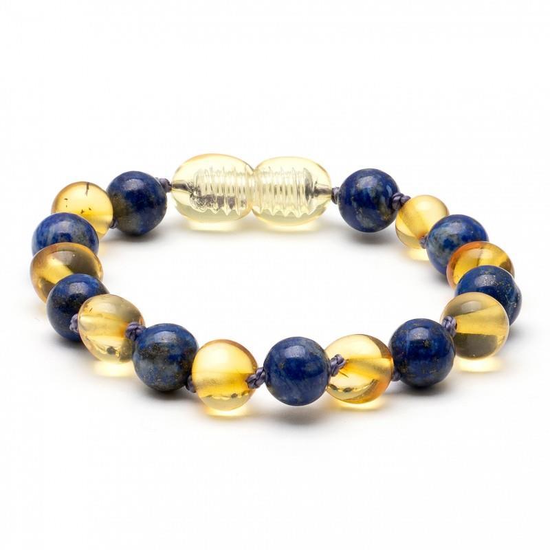 Amber Stone - Baroque Baltic Amber & Lapis Lazuli Baby Bracelet 7 Image 1