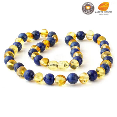 Amber Stone Baroque Baltic Amber & Lapis Lazuli Necklace 12 Image 1