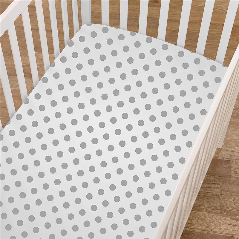 American Baby - 100% Natural Cotton Percale Fitted Crib Sheet, Dots Image 5