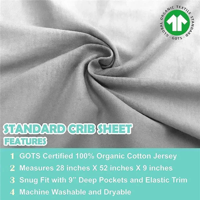 American Baby - 100% Natural Organic Cotton Jersey Knit Fitted Crib Sheet, Grey Image 3
