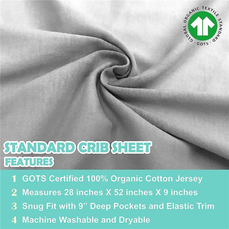 American Baby - 100% Natural Organic Cotton Jersey Knit Fitted Crib Sheet, Grey Image 5
