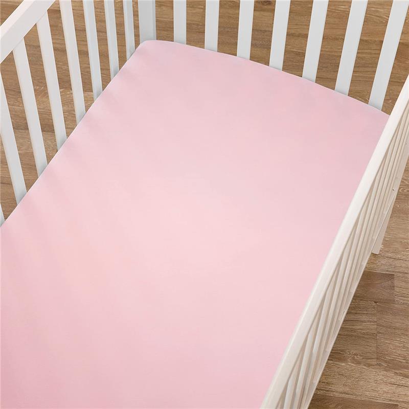 American Baby - 100% Natural Organic Cotton Jersey Knit Fitted Crib Sheet, Pink Image 2