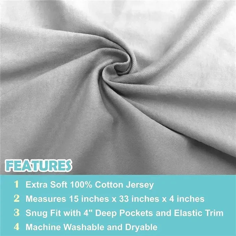 American Baby - 15 x 33 Fitted Bassinet Sheet, 100% Natural Cotton Jersey Knit, Grey Image 4