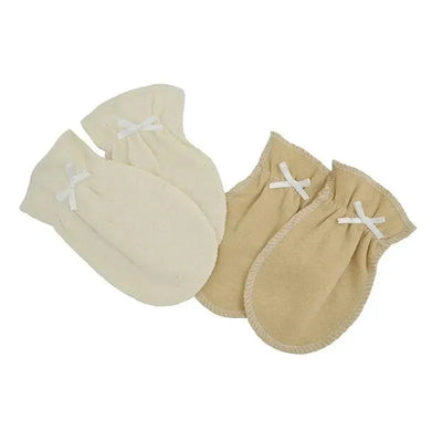 American Baby - 2Pk Organic Cotton Mittens, Natural/Mocha Image 1