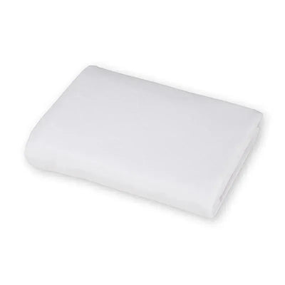 100% cotton white jersey knit bassinet sheet, folded, designed for comfortable sleeping.