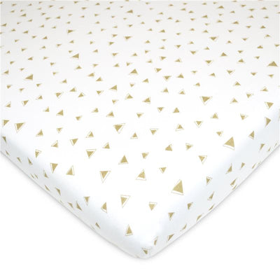 American Baby Company - Printed 100% Natural Cotton Jersey Knit Fitted Portable/Mini-Crib Sheet, Taupe Triangles Image 1