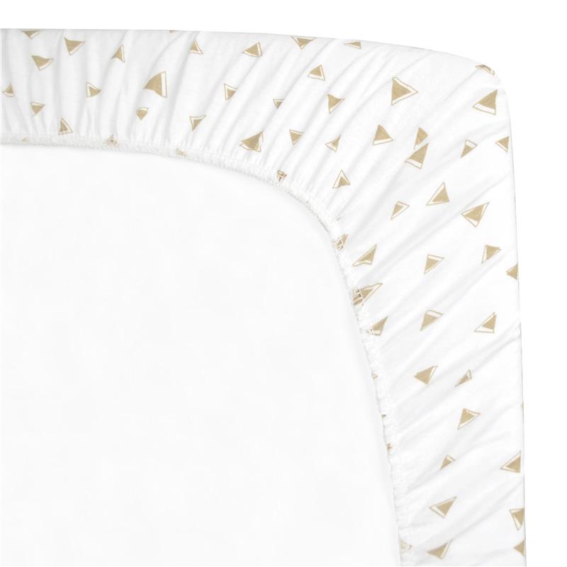 American Baby Company - Printed 100% Natural Cotton Jersey Knit Fitted Portable/Mini-Crib Sheet, Taupe Triangles Image 2