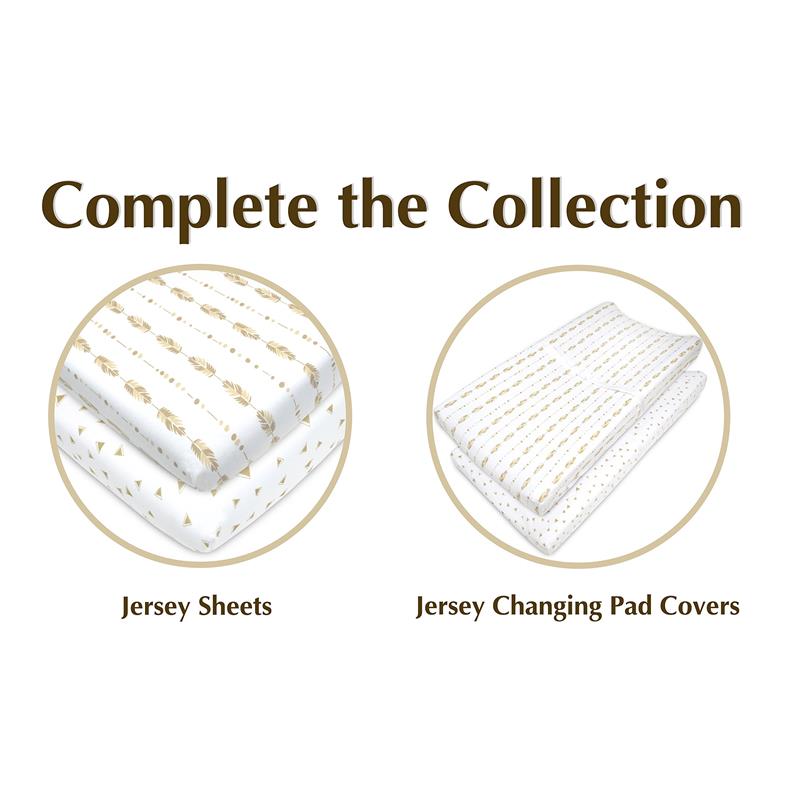 American Baby Company - Printed 100% Natural Cotton Jersey Knit Fitted Portable/Mini-Crib Sheet, Taupe Triangles Image 3