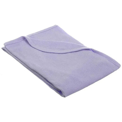 100% cotton thermal blanket in lavender, measuring 30x40 inches, folded neatly.