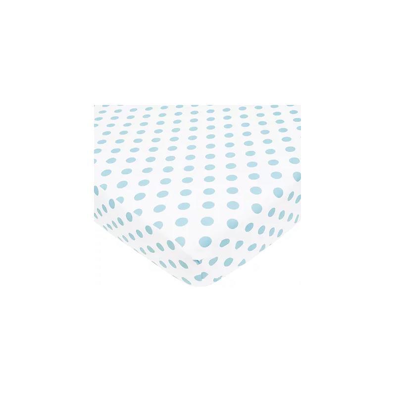 American Baby Cotton Percale Fitted Crib Sheet, Blue Dots Image 1