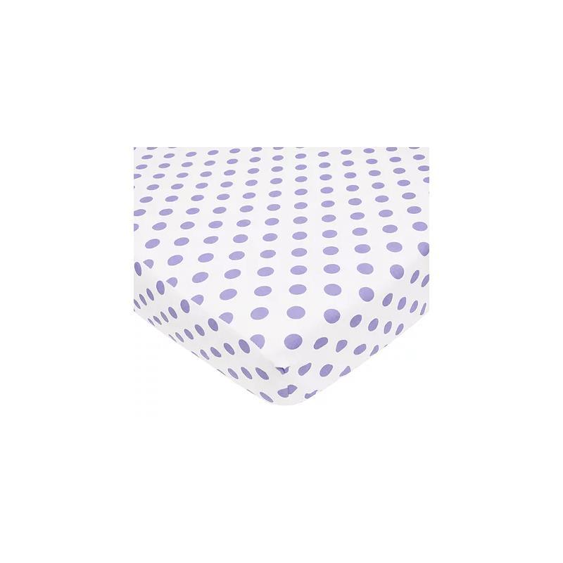 American Baby Cotton Percale Fitted Crib Sheet, Lavender Dots Image 1