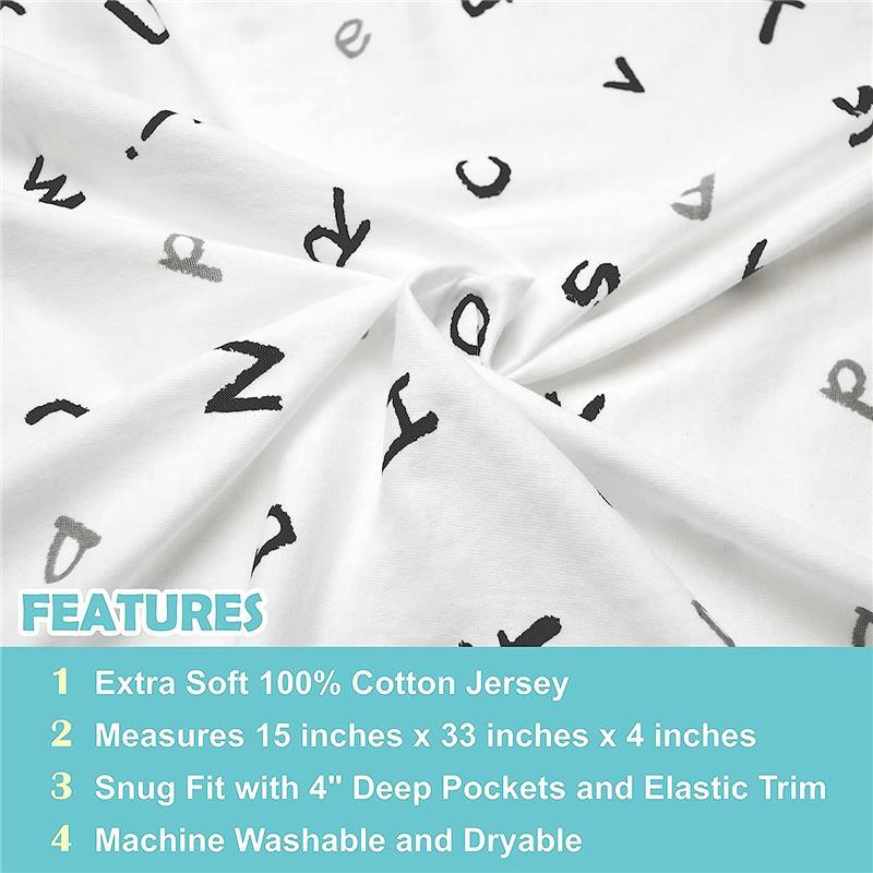 American Baby - Fitted Bassinet Sheet Printed 100% Natural Cotton Jersey Knit, Alphabet Image 3