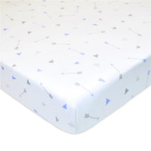 American Baby - Fitted Crib Sheet 28 x 52, Soft Breathable 100% Cotton Jersey Sheet, Silver Blue Arrow Image 1