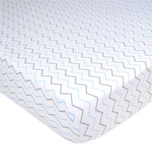 American Baby - Printed 100% Cotton Jersey Knit Fitted Crib Sheet, Blue Zigzag Image 1