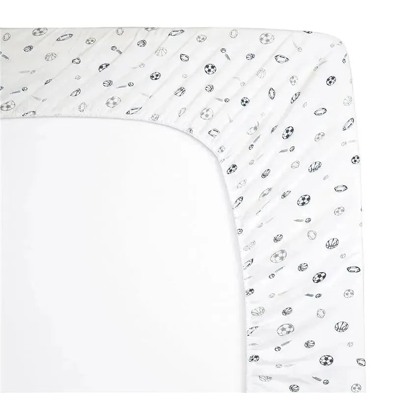 American Baby - Printed 100% Cotton Jersey Knit Fitted Crib Sheet, Grey Sports Image 2