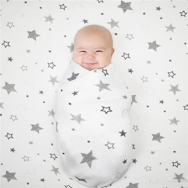 American Baby - Printed 100% Cotton Jersey Knit Fitted Crib Sheet, Super Stars Image 4