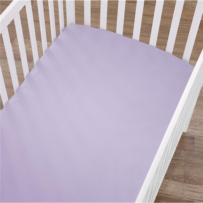 American Baby - Supreme 100% Natural Cotton Jersey Knit Fitted Crib Sheet, Lavender Image 3