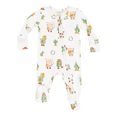 Angel Dear - Avocado Toast Western 2 Way Zipper Footie Image 1