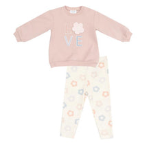 Angel Dear - Baby Girl Daisy Pop French Terry Oversize Applique Sweatshirt + Leggings Image 1