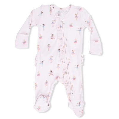 Angel Dear Baby Girl Petite Ballet 2 Way Ruffle Front Zipper Footie Image 1