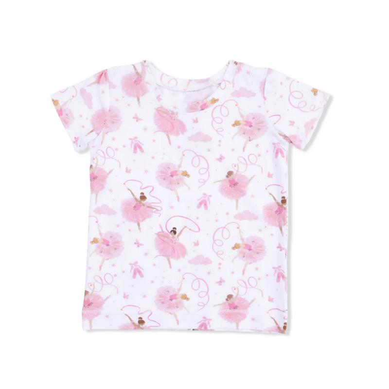 Angel Dear Baby Girl Ribbon Ballerinas Short Sleeve Loungewear Set Image 4