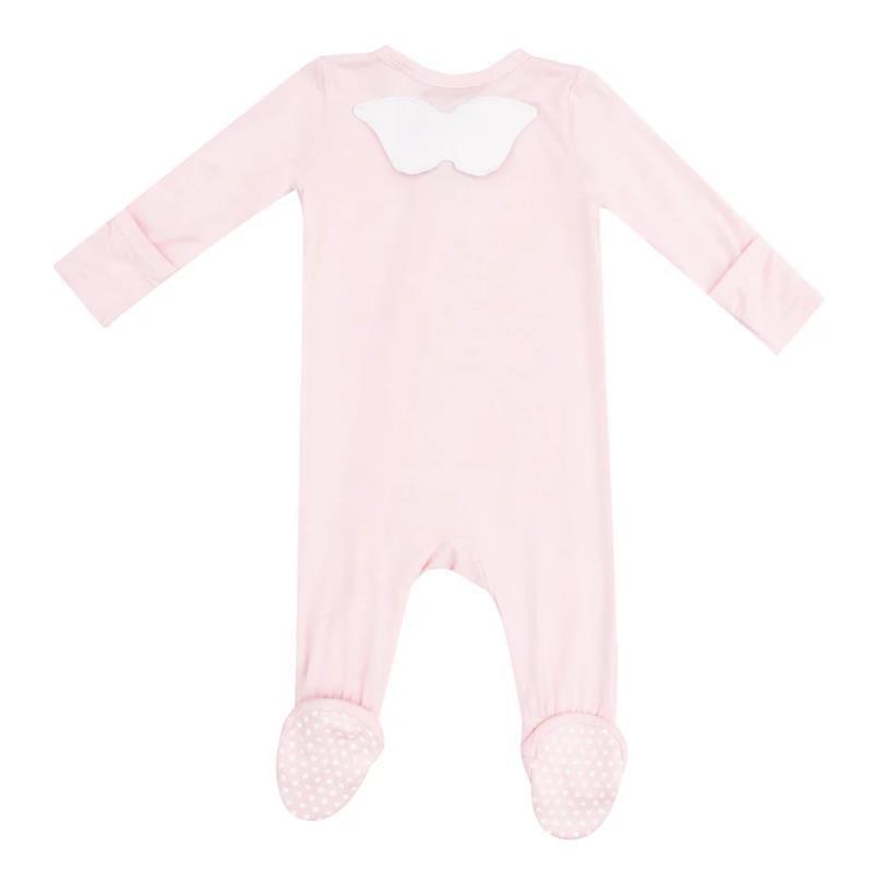 Angel Dear - Baby Girl Solid Classic Pink Angel Wing Footie  Image 1