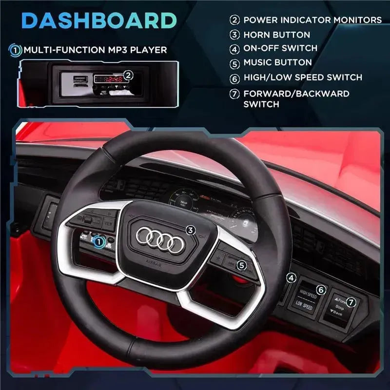 Aosom - Kids Audi Car Battery Powered Ride On Toy with Remote Control, Red Image 6