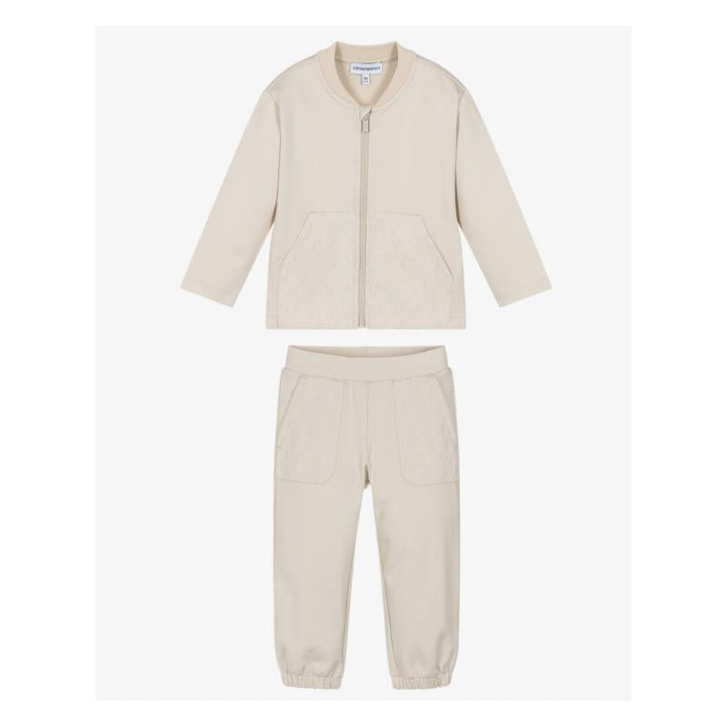 Armani Baby - 2Pk Baby Boy Beige Flocked Logo Tracksuit Image 2