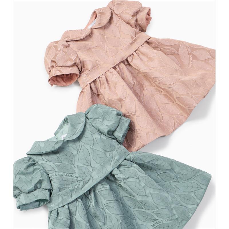 Armani Baby - Baby Girl Leaf Dress With Puff Sleeves Pink Image 4