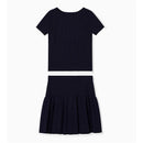 Armani Baby - Baby Girl Short Sleeve Pleated Dress, Navy Image 3