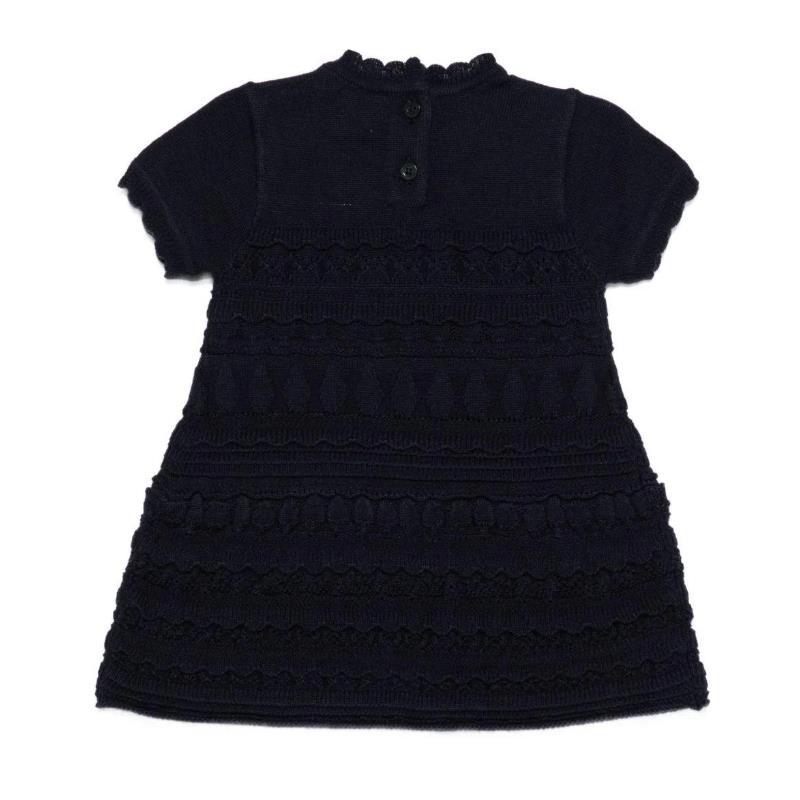 Armani Baby - Baby Girl Short Sleeve Ruffle Dress, Navy Image 3
