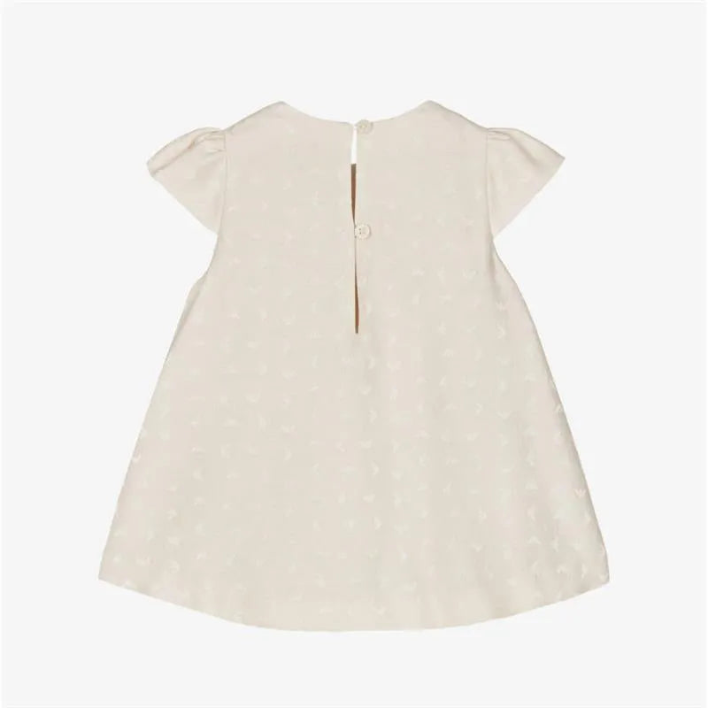 Emporio Armani Baby Girls Pleated Logo Dress in Beige 24 Mths Emporio Armani Baby Girls Pleated Logo Dress in Beige 24 Mths