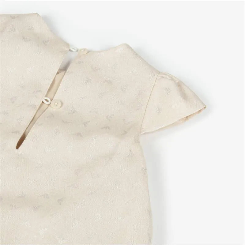 Armani Baby - Baby Girls Beige Jacquard Eagle Dress Image 4