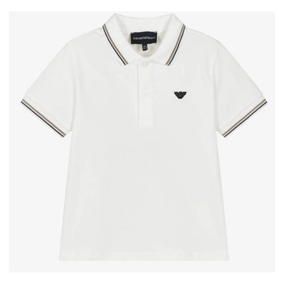 Armani Baby Boy Polo Shirt, White/Blue Image 1