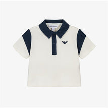 Armani Baby Boy Polo Shirt, White/Blue Image 1