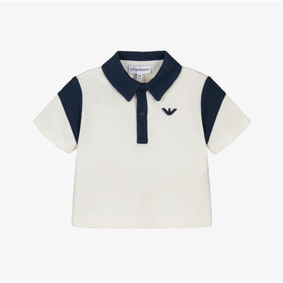 Armani Baby Boy Polo Shirt, White/Blue Image 1