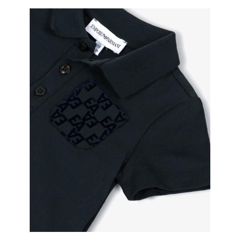 Armani Baby - Boys Short Sleeve Polo Print Pocket Navy Image 3