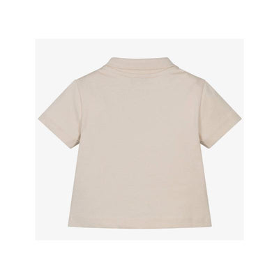 Short sleeve beige polo shirt for boys with a collar, designed for casual wear.