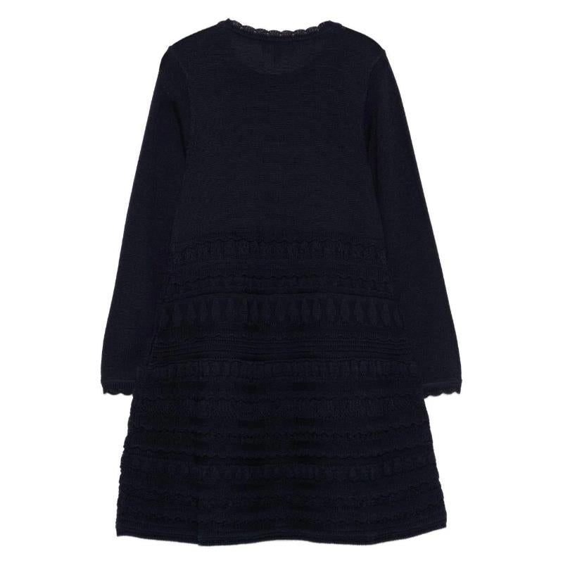Armani Baby - Girls Long Sleeve Ruffle Dress, Navy Image 3