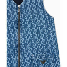 Armani Baby - Girls Print Denim Jersey Dress With All-Over Logo Blue Image 2